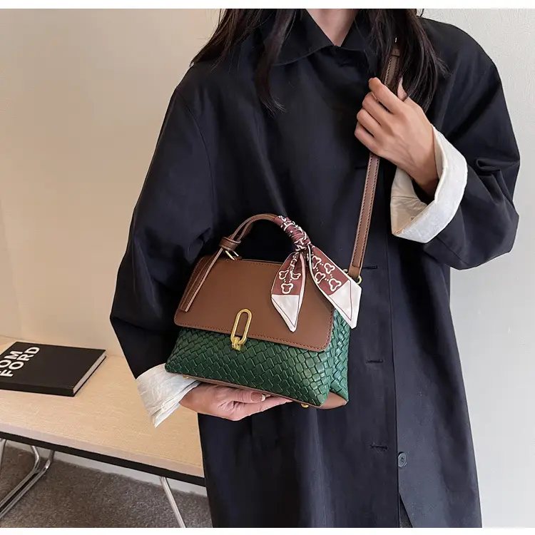 Women's Brown Croc Textured Shoulder Messenger Bag — feature 30