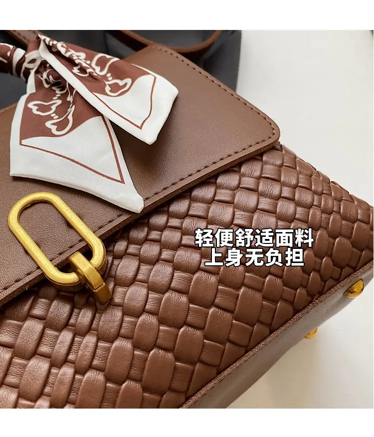 Women's Brown Croc Textured Shoulder Messenger Bag — feature 8
