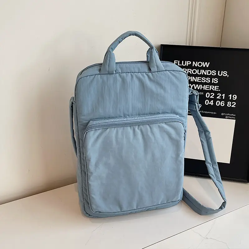Women's Large Capacity Nylon Shoulder Bag Cream - Image 8