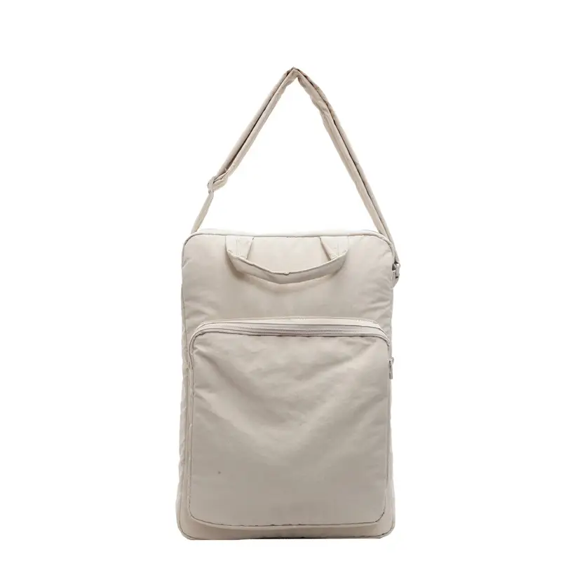 Women's Large Capacity Nylon Shoulder Bag Cream - Image 10