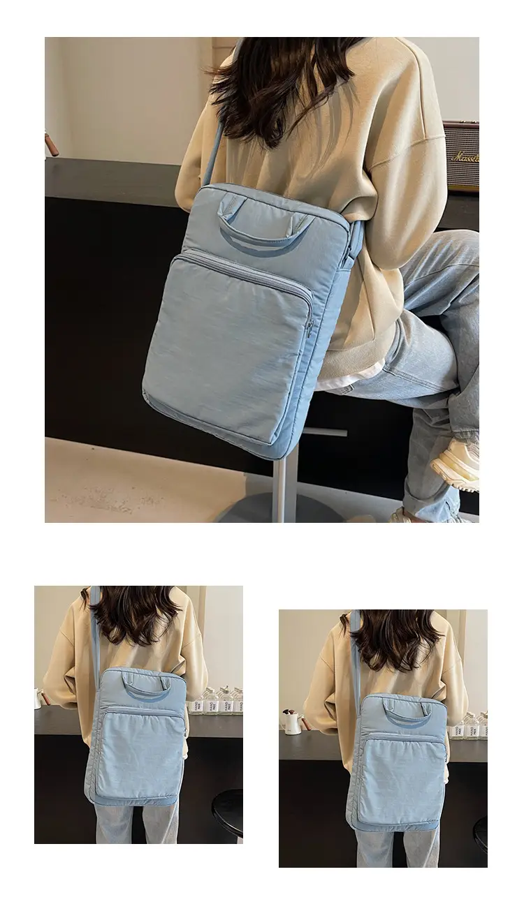 Women's Large Capacity Nylon Shoulder Bag Cream — feature 11