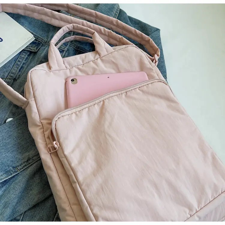 Women's Large Capacity Nylon Shoulder Bag Cream — feature 20