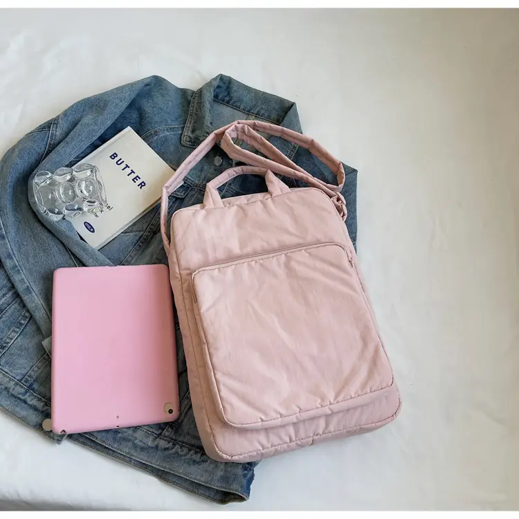 Women's Large Capacity Nylon Shoulder Bag Cream — feature 23