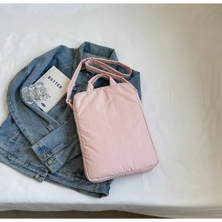 Women's Large Capacity Nylon Shoulder Bag Cream — feature 25