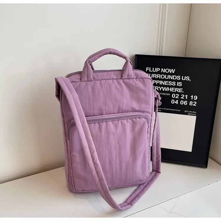 Women's Large Capacity Nylon Shoulder Bag Cream — feature 27