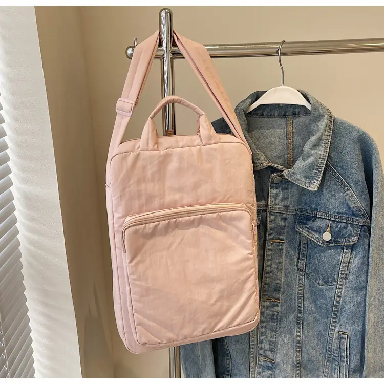Women's Large Capacity Nylon Shoulder Bag Cream — feature 33