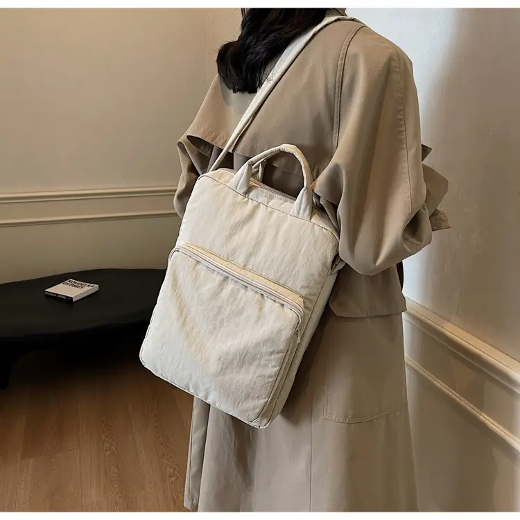 Women's Large Capacity Nylon Shoulder Bag Cream — feature 39