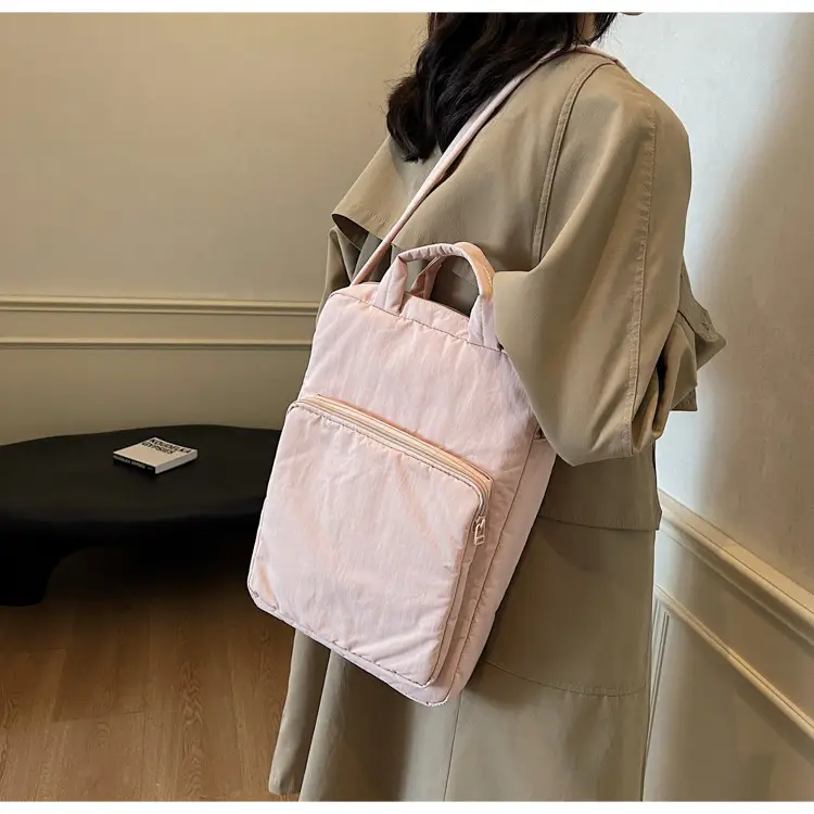 Women's Large Capacity Nylon Shoulder Bag Cream — feature 41