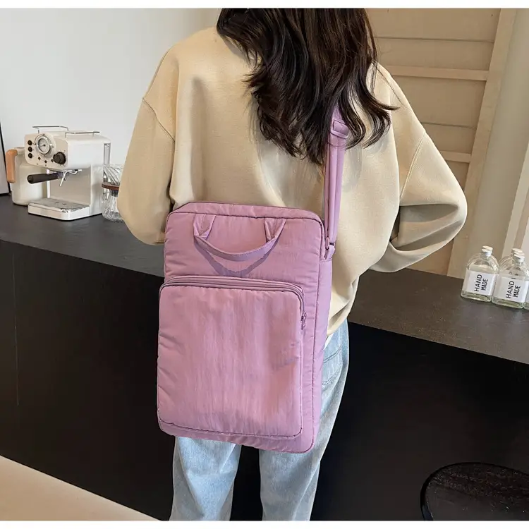 Women's Large Capacity Nylon Shoulder Bag Cream — feature 45