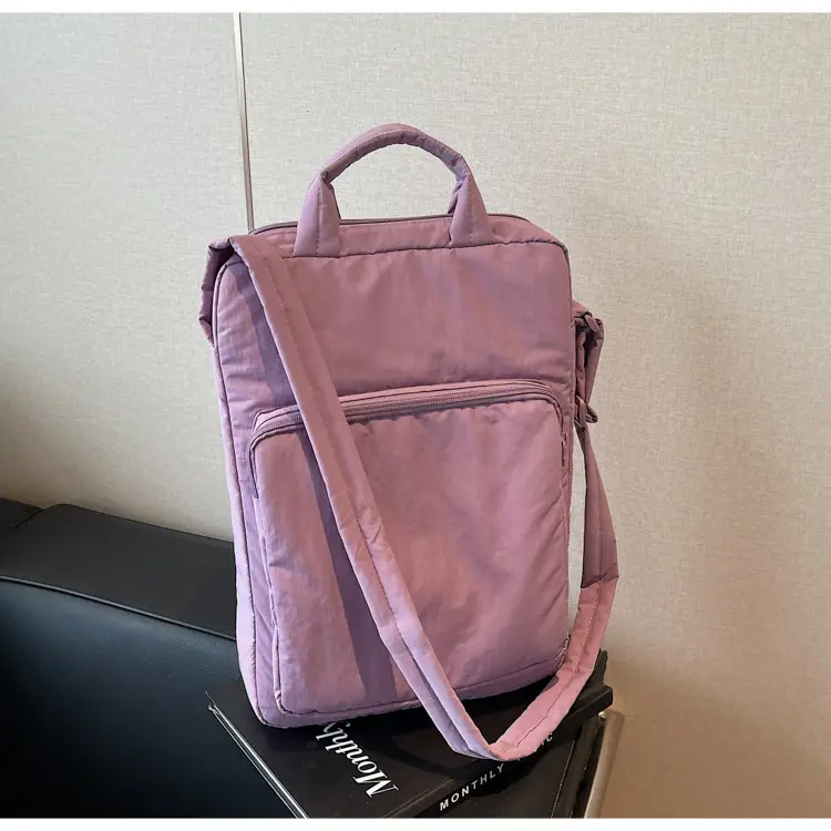 Women's Large Capacity Nylon Shoulder Bag Cream — feature 49