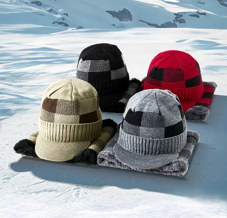 Winter Knitted Baseball Cap with Fleece Lined Scarf Set — feature 22