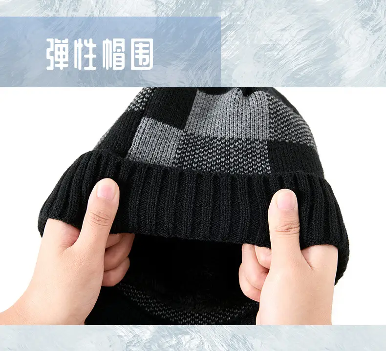 Winter Knitted Baseball Cap with Fleece Lined Scarf Set — feature 36