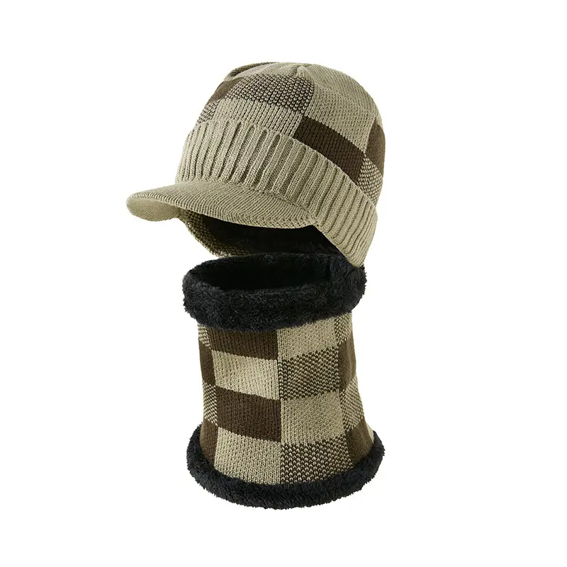 Winter Knitted Baseball Cap with Fleece Lined Scarf Set - Image 3