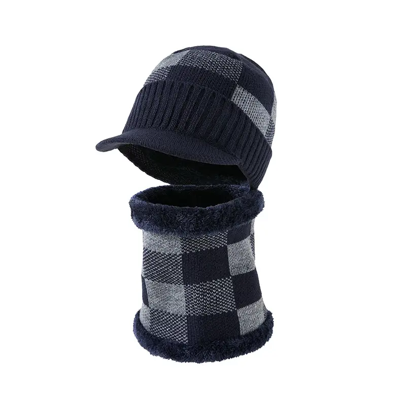 Winter Knitted Baseball Cap with Fleece Lined Scarf Set - Image 5