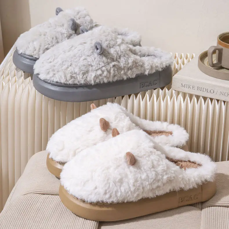 Cute Plush Cotton Slippers for Women Winter 2025 - Image 7