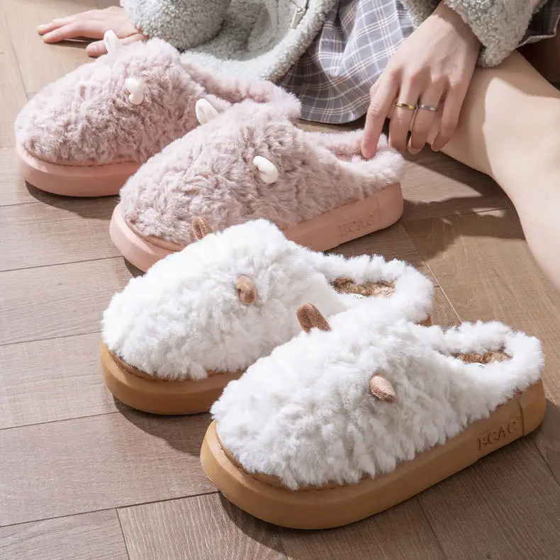 Cute Plush Cotton Slippers for Women Winter 2025 - Image 8