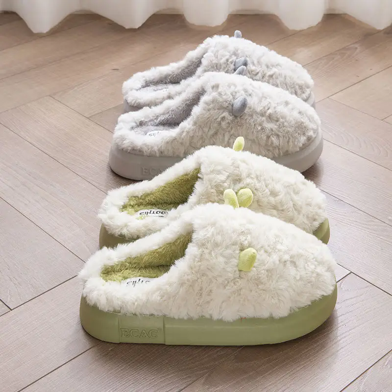 Cute Plush Cotton Slippers for Women Winter 2025 - Image 9