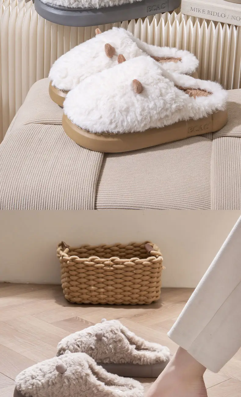 Cute Plush Cotton Slippers for Women Winter 2025 — feature 12