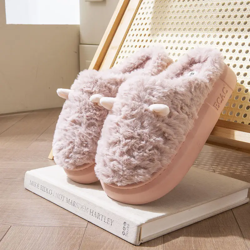 Cute Plush Cotton Slippers for Women Winter 2025 - Image 2