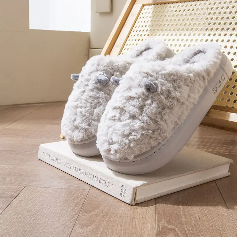 Cute Plush Cotton Slippers for Women Winter 2025 - Image 4
