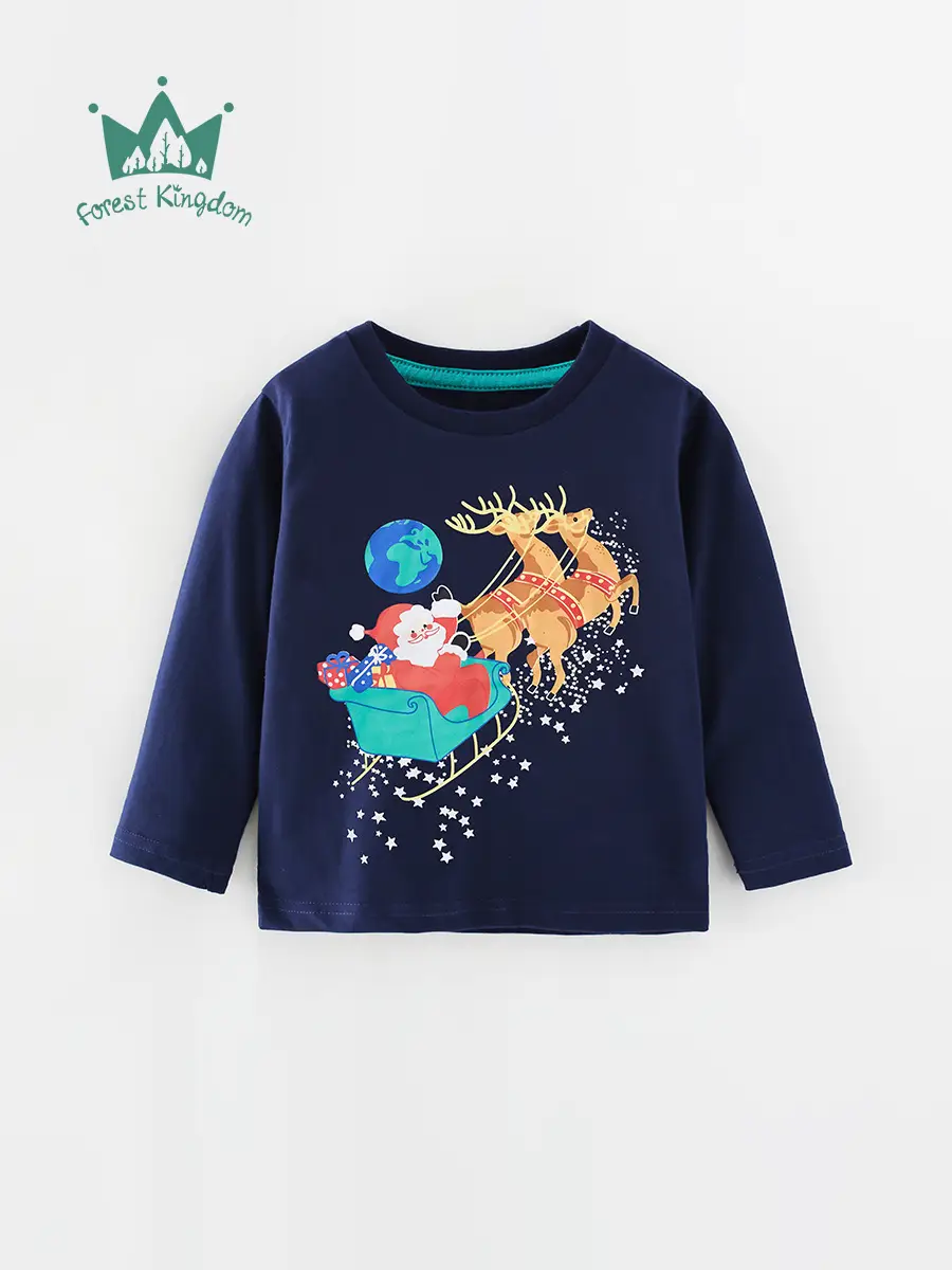 2024 Boys Cotton Christmas T-Shirt Long Sleeve - Image 2