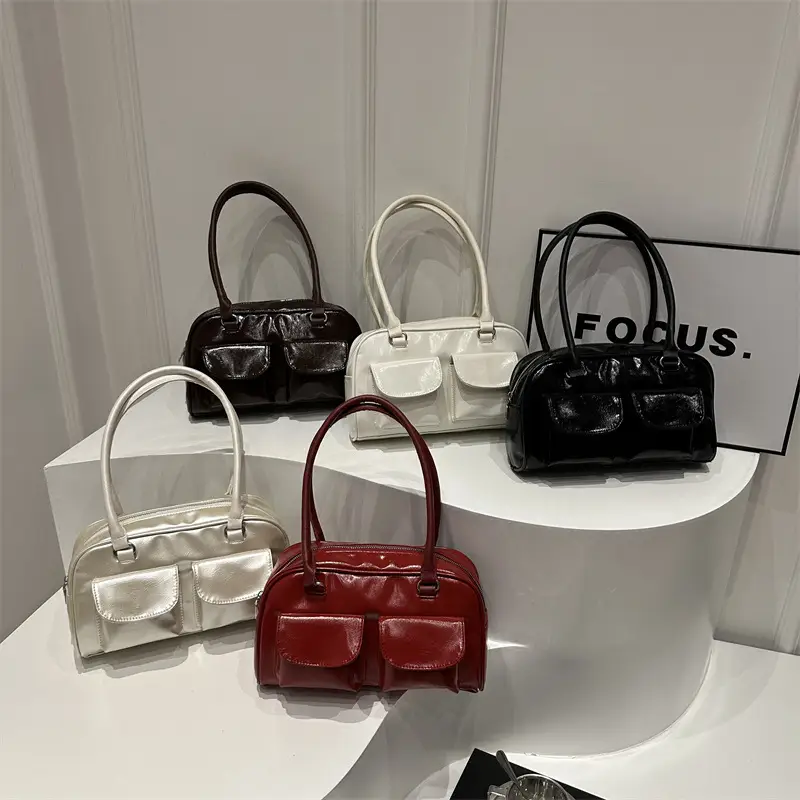 White Korean Double Pocket Shoulder Bag for Women - Image 6