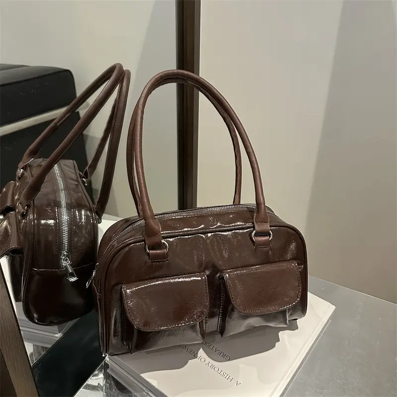 White Korean Double Pocket Shoulder Bag for Women - Image 9