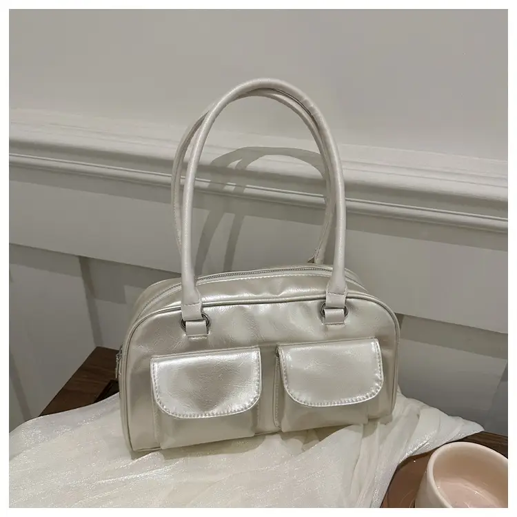 White Korean Double Pocket Shoulder Bag for Women — feature 10