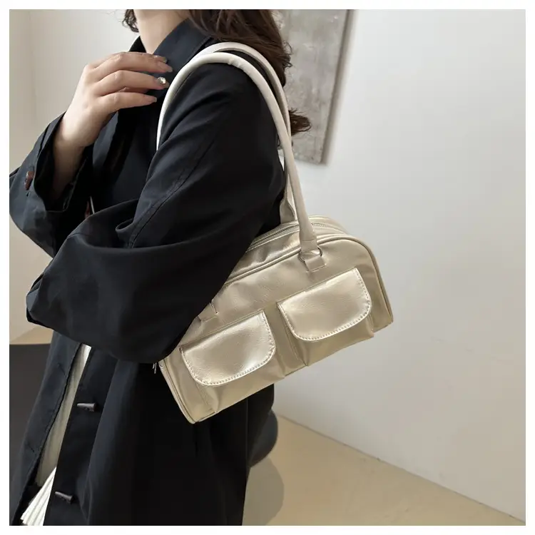 White Korean Double Pocket Shoulder Bag for Women — feature 18