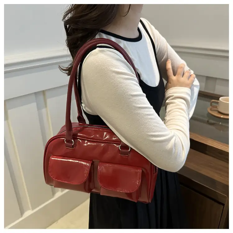 White Korean Double Pocket Shoulder Bag for Women — feature 19