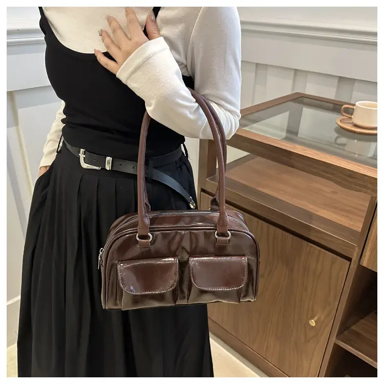 White Korean Double Pocket Shoulder Bag for Women — feature 22