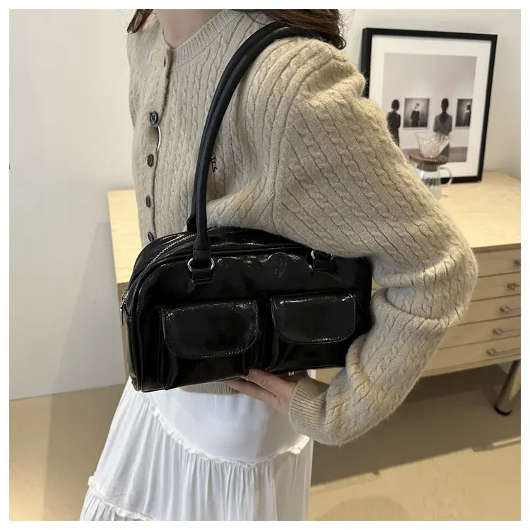 White Korean Double Pocket Shoulder Bag for Women — feature 23