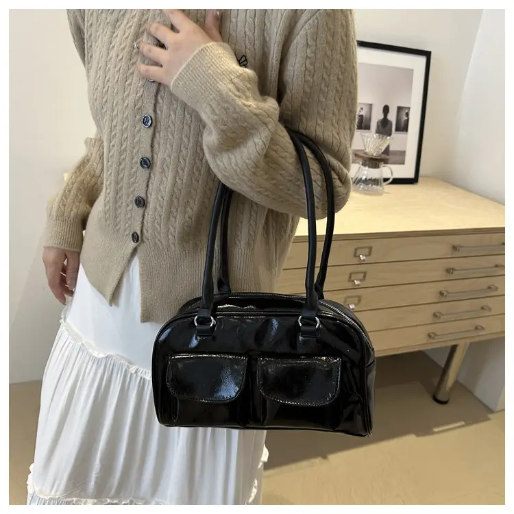 White Korean Double Pocket Shoulder Bag for Women — feature 24