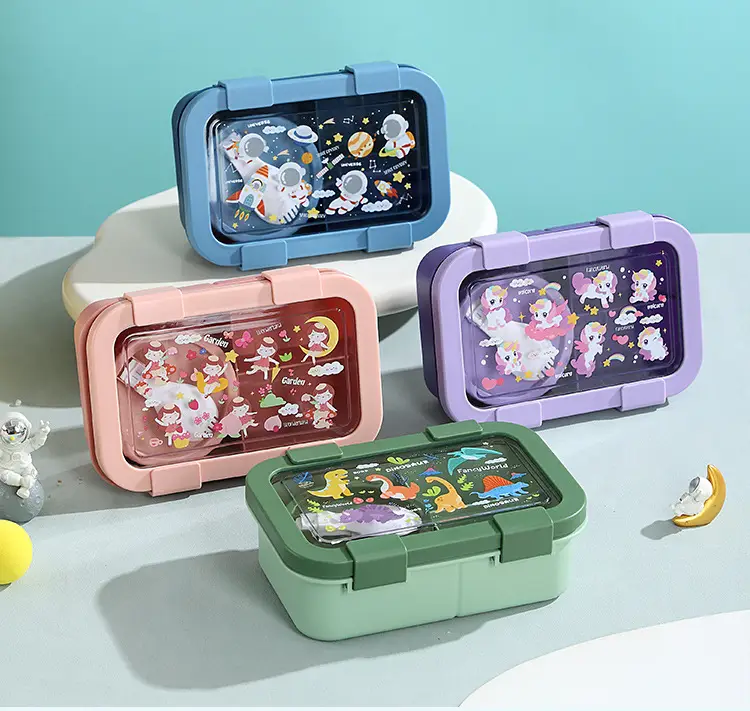 Cross-border Portable Children's Lunch Lunch Box Microwave Oven Student Office Worker Double-layer Lunch Box Compressed with Soup Bowl Lunch Box — feature 10