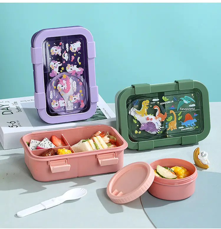 Cross-border Portable Children's Lunch Lunch Box Microwave Oven Student Office Worker Double-layer Lunch Box Compressed with Soup Bowl Lunch Box — feature 13