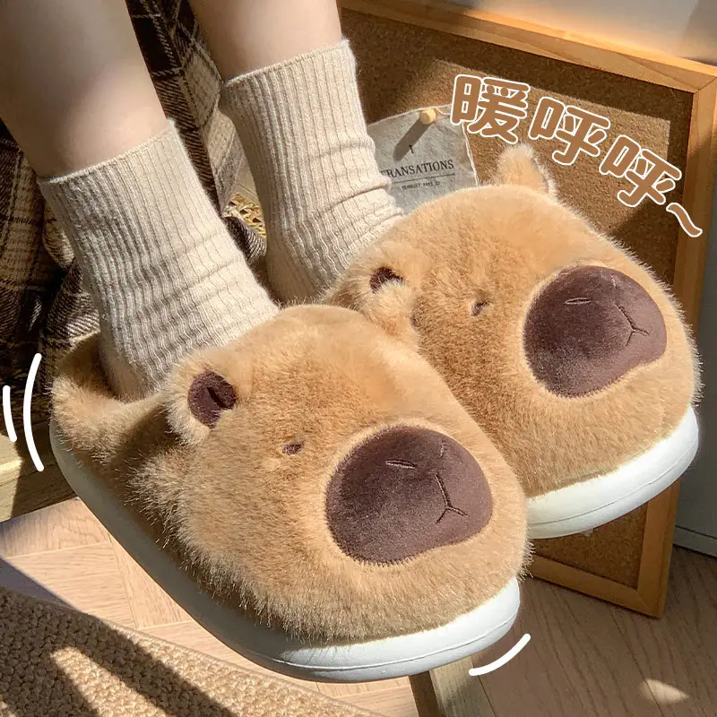 Winter New Women's Cute Cartoon Slippers Fleece Warm - Image 3