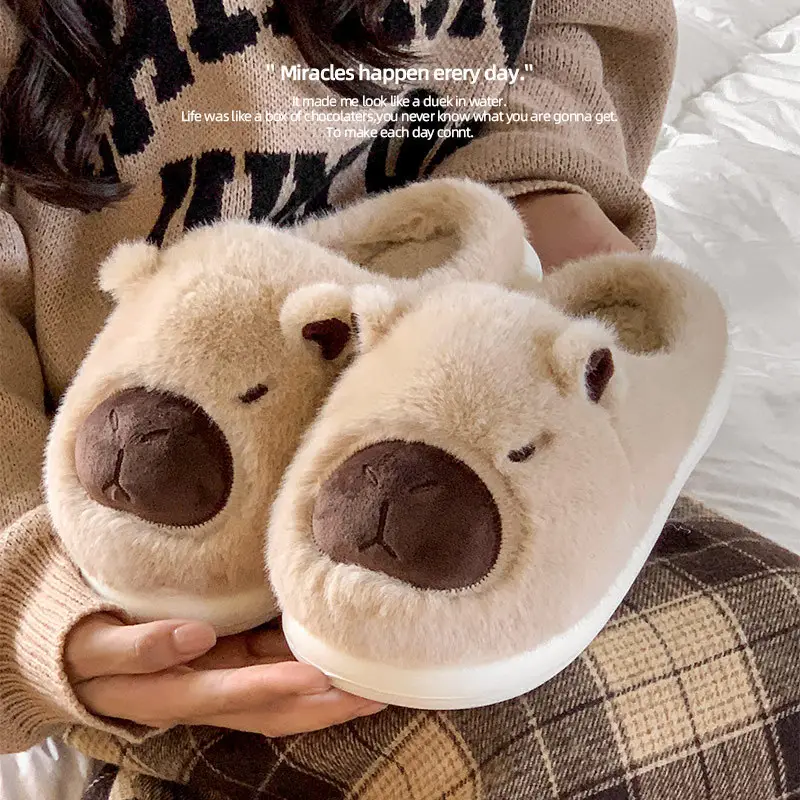 Winter New Women's Cute Cartoon Slippers Fleece Warm - Image 6