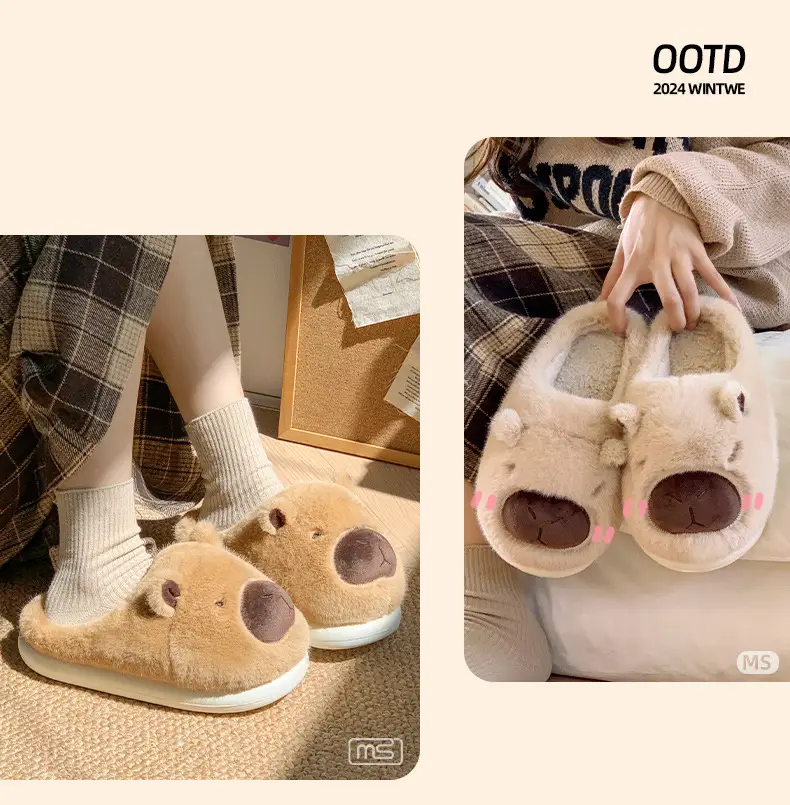 Winter New Women's Cute Cartoon Slippers Fleece Warm — feature 6