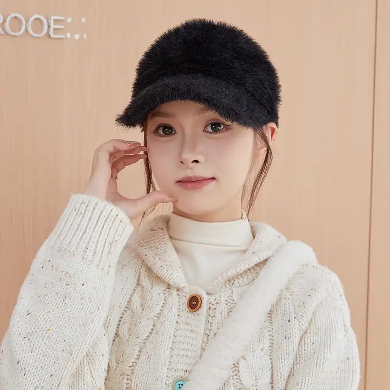 Women Wool Knitted Baseball Cap with Ponytail Winter Warm — feature 3