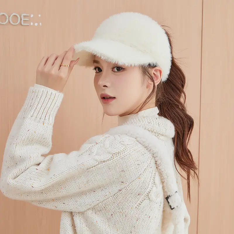 Women Wool Knitted Baseball Cap with Ponytail Winter Warm — feature 8