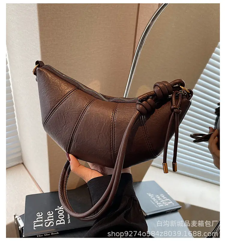 Brown Leather Niche Shoulder Messenger Bag — feature 1