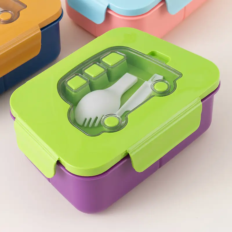 Creative Children's Car Student Lunch Box Office Worker Separated Lunch Box Microwaveable Lunch Box with Cutlery