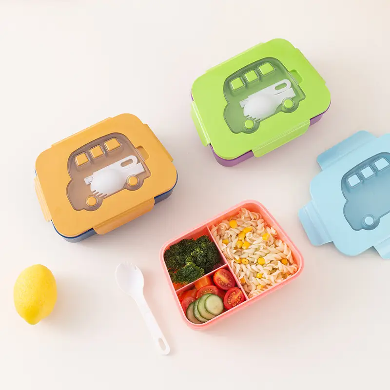 Creative Children's Car Student Lunch Box Office Worker Separated Lunch Box Microwaveable Lunch Box with Cutlery