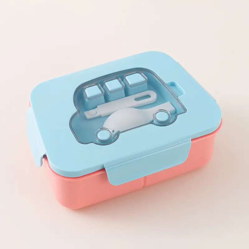 Creative Children's Car Student Lunch Box Office Worker Separated Lunch Box Microwaveable Lunch Box with Cutlery