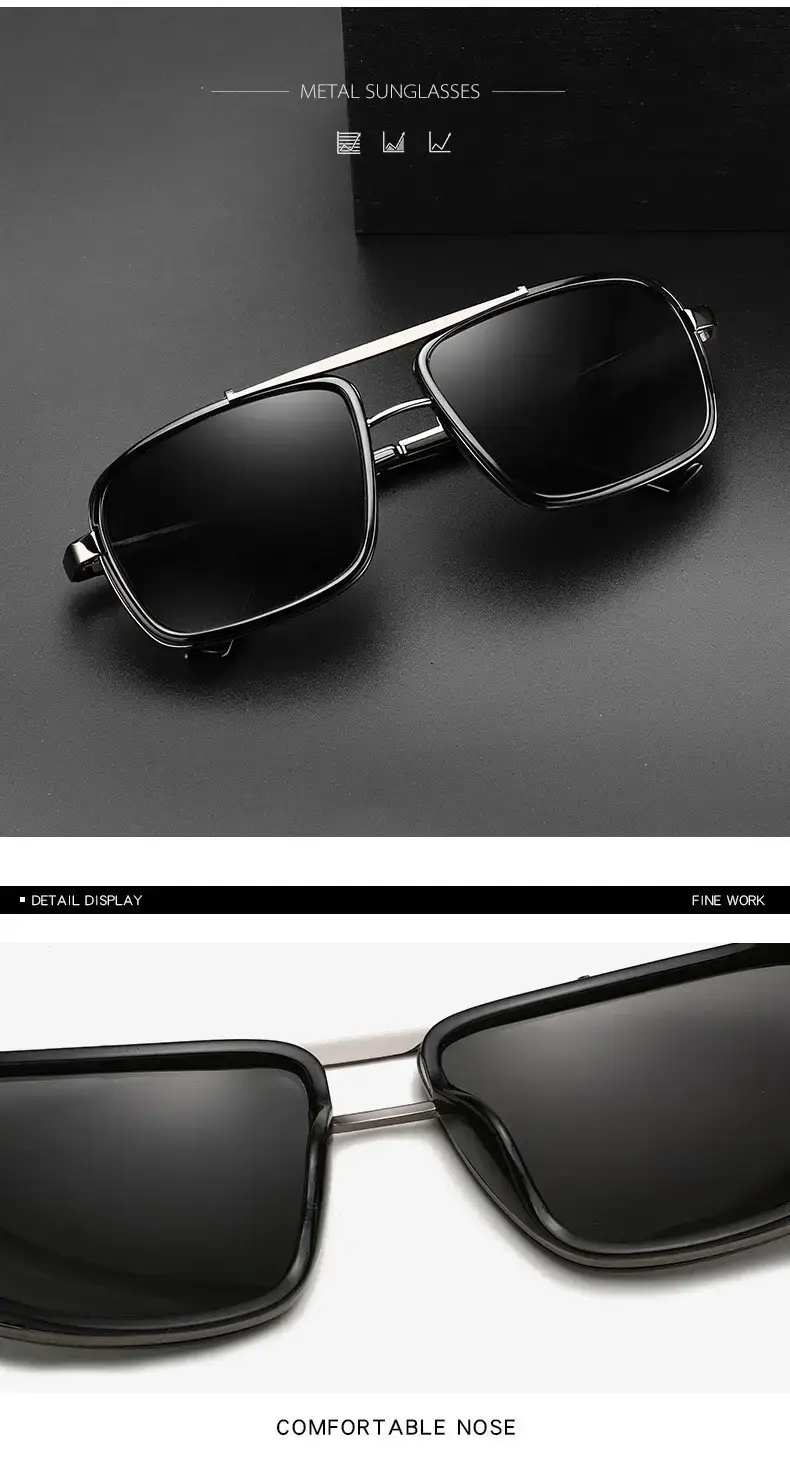 Punk Metal Sunglasses Black Double Bridge — feature 7