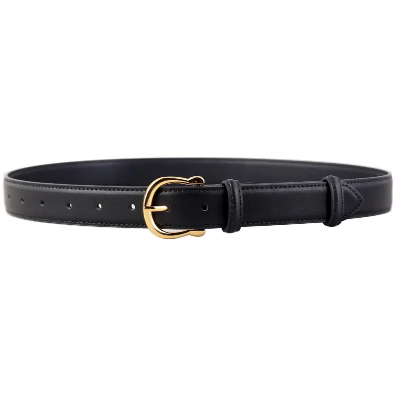 Women Genuine Leather Belt Tan Gold Buckle - Image 8