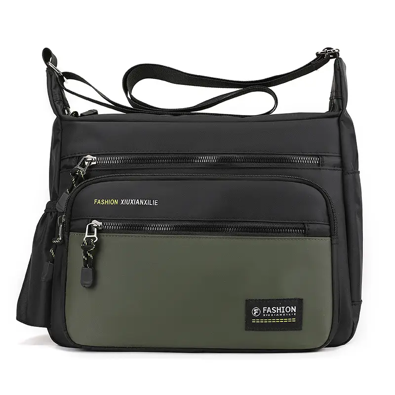 Men's Black Oxford Crossbody Bag 9.7" Water Resistant - Image 3