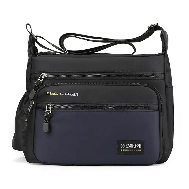 Men's Black Oxford Crossbody Bag 9.7" Water Resistant - Image 4