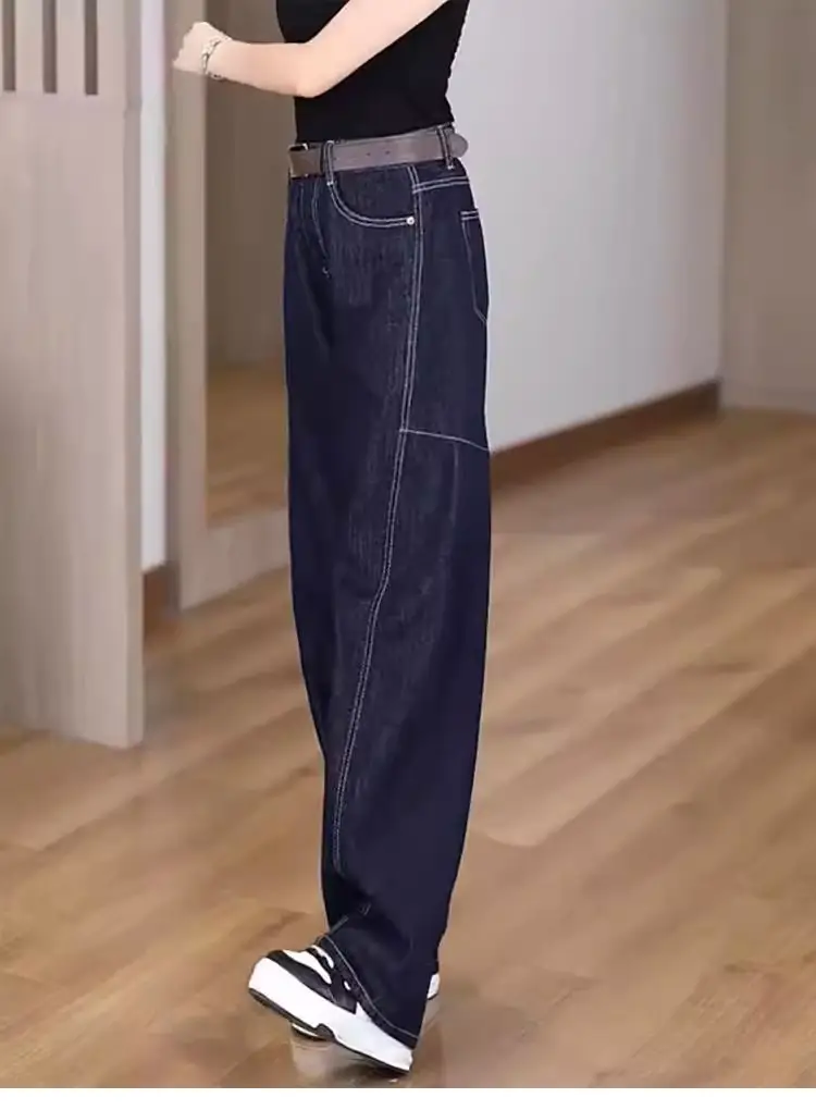 Dark Blue Wide Leg Jeans Women Plus Size Spring Autumn — feature 10
