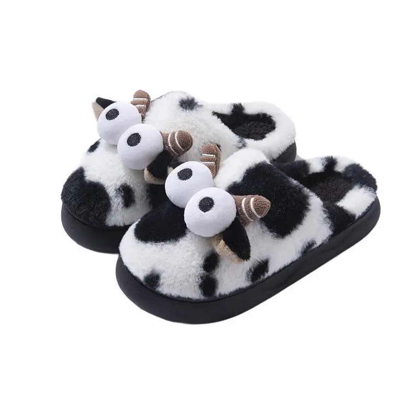 Cute Cow Print Cotton Slippers for Girls Autumn Winter 2024 - Image 7